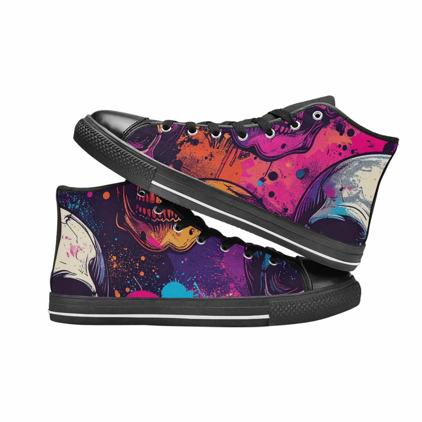 MEN'S Skulls Splatter Comic High Top Canvas Dark Academia Sneakers