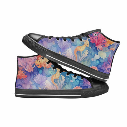 MEN'S Fish Scale Coral High Top Canvas Dark Academia Sneakers