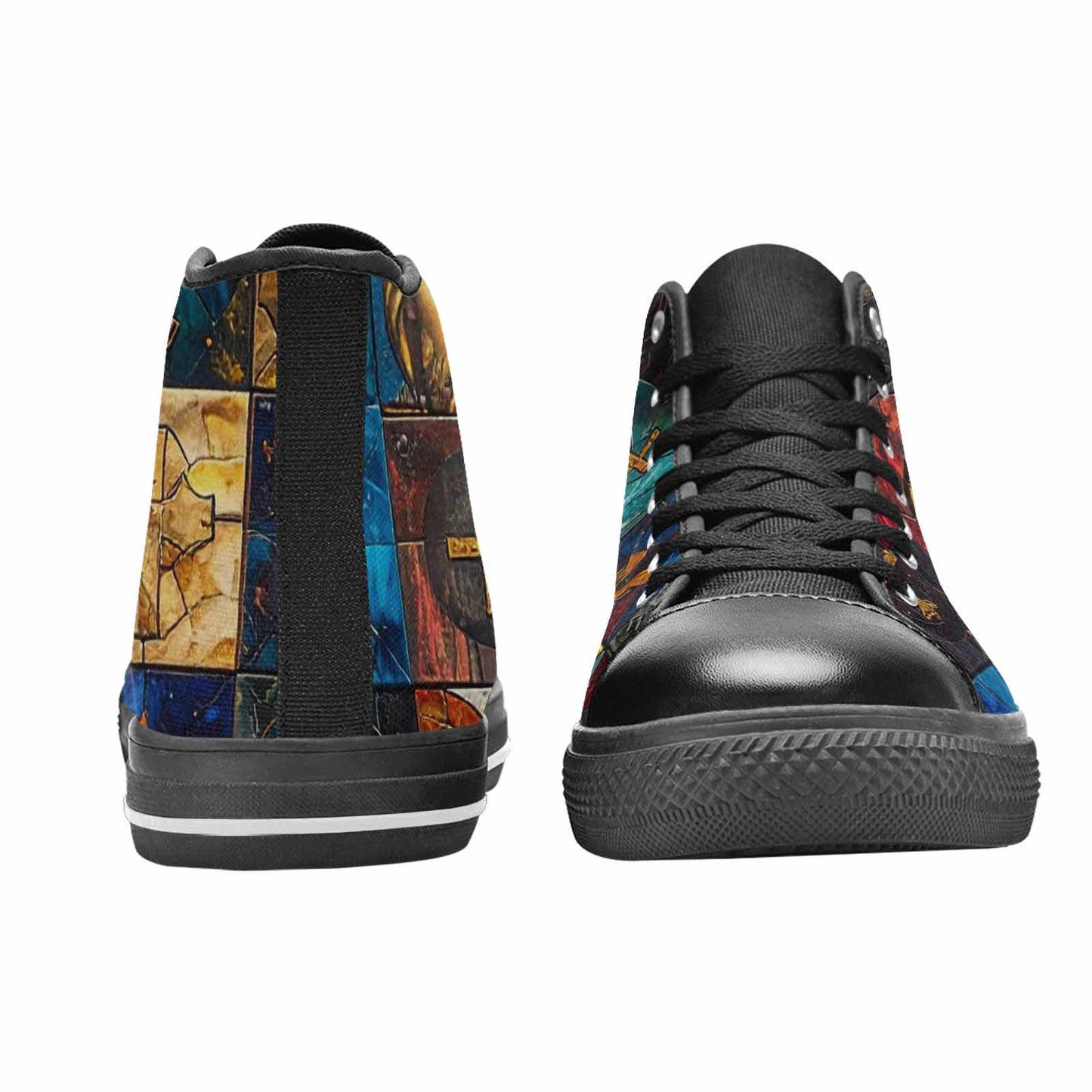 MEN'S Jesus Face Small High Top Canvas Vibrant Chaos Shoes