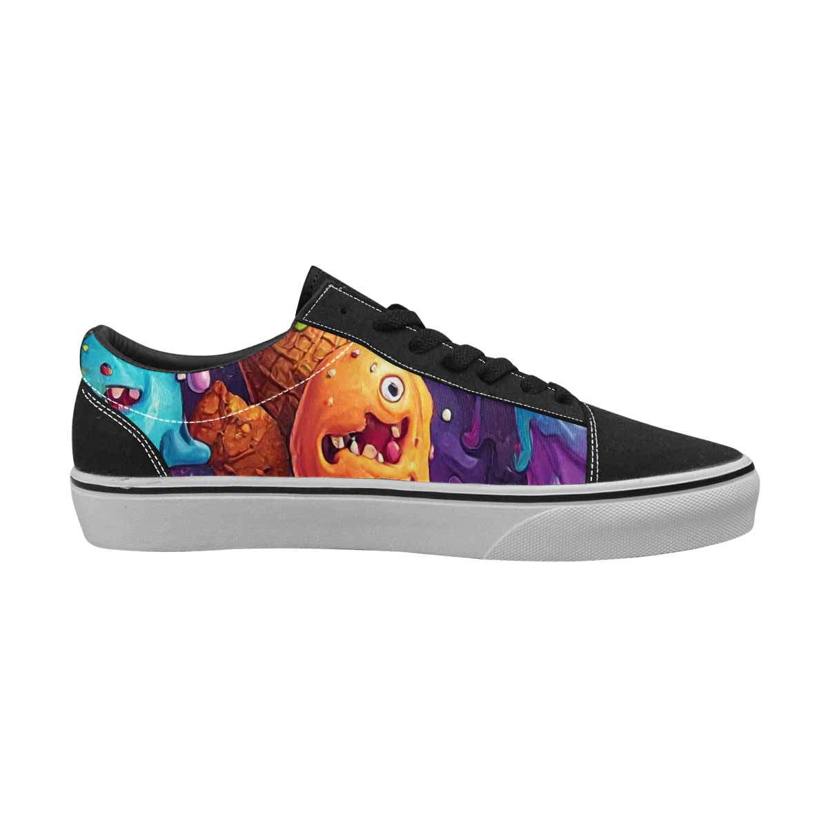WOMEN'S Melting Ice Cream Monster Lace-Up Canvas Kaleidoscope Sneakers