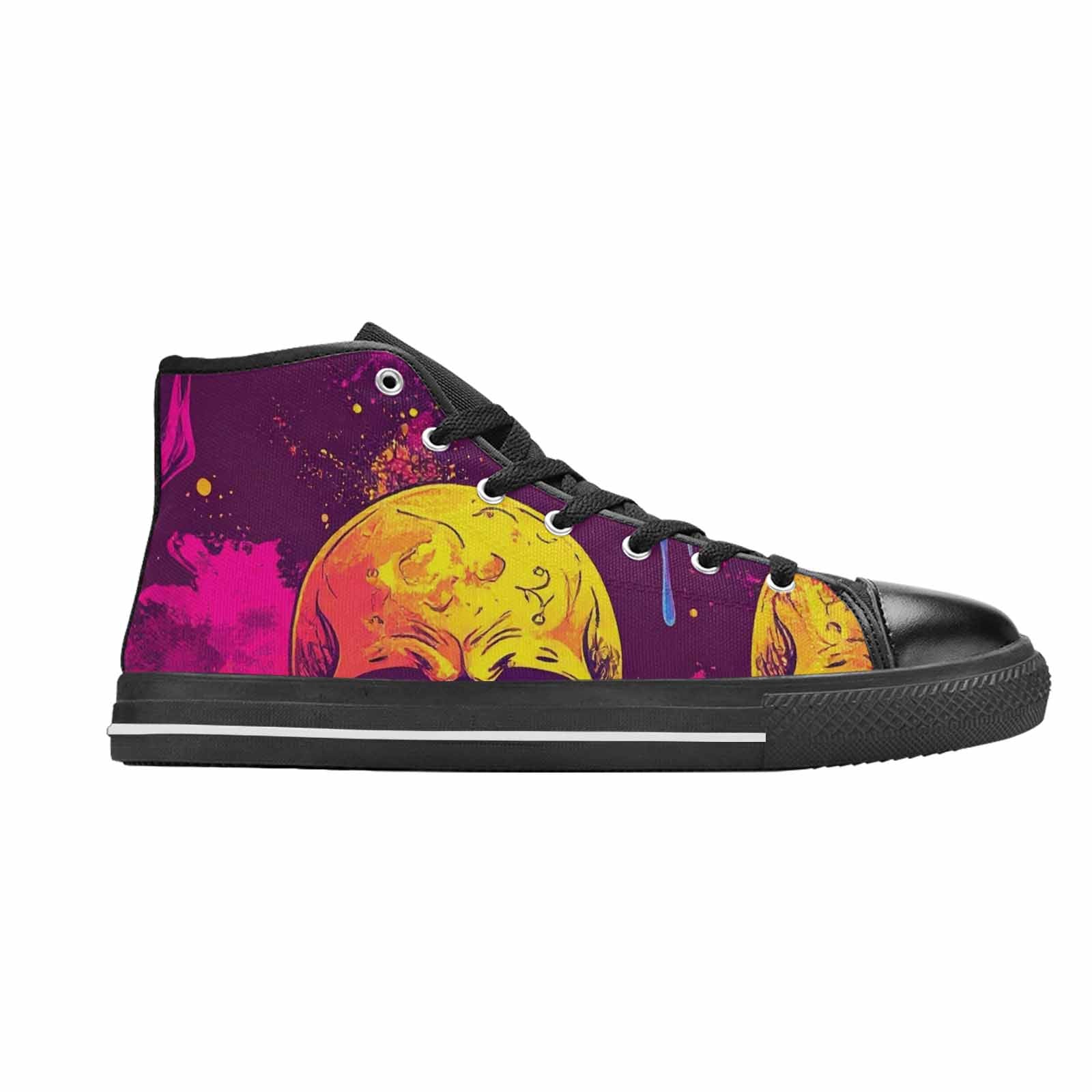 WOMEN'S Tie Dye Skulls Print High Top Canvas Surreal Sneakers