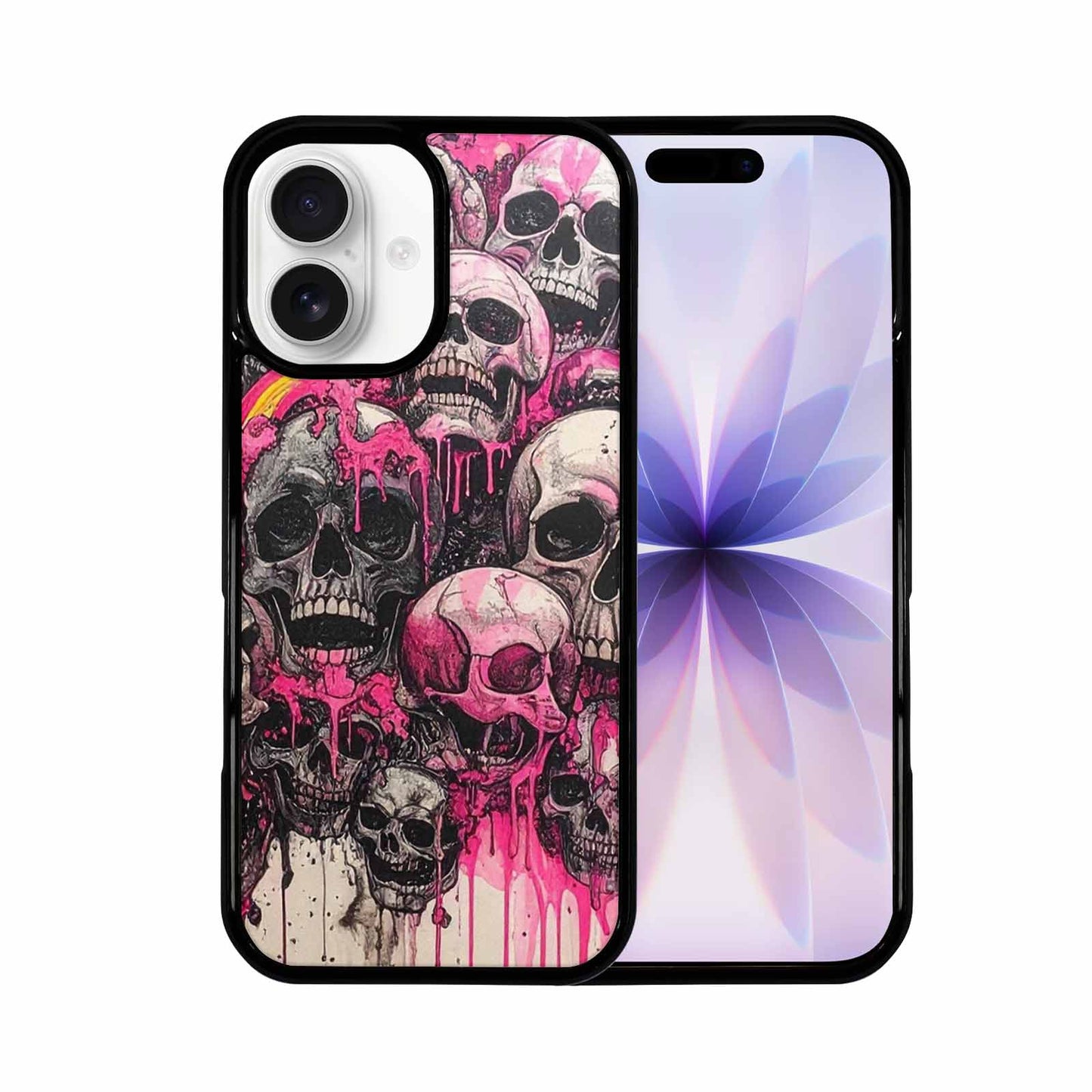 iPhone 17 Case — Black &amp; Pink Ink Gothic Skulls, Custom Art Phone Cover