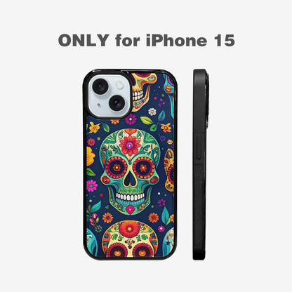 iPhone 15 Case — Rainbow Sugar Skull Weave, Custom Phone Case
