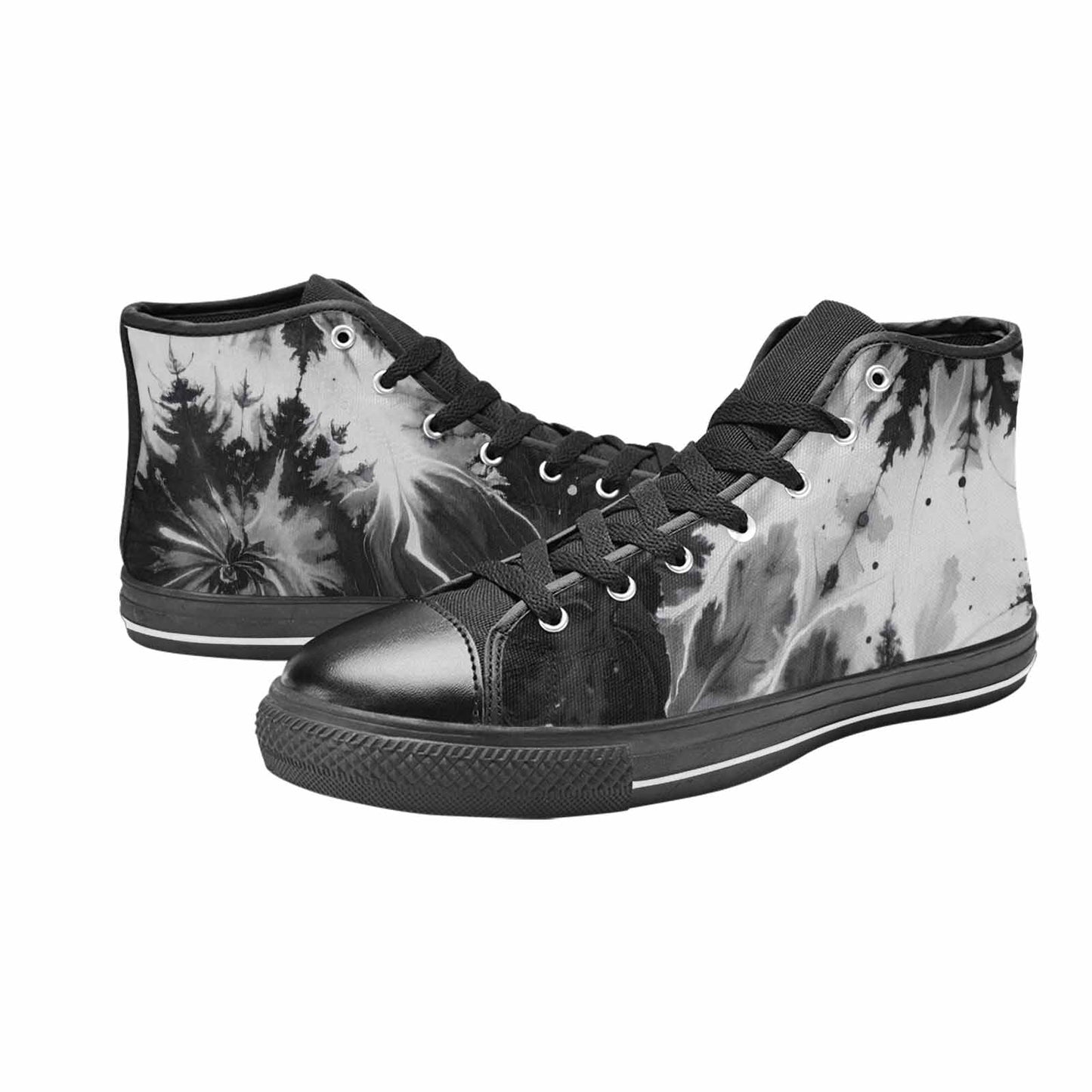 MEN'S Tie Dye Acid Wash Black White High Top Canvas Dreamcore Custom Shoes