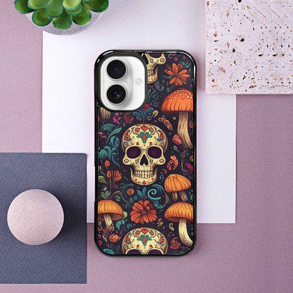 iPhone 16 Case — Mushrooms And Skulls, Customized Protective Case