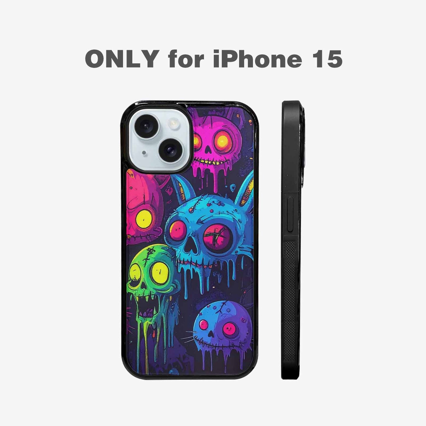 iPhone 15 Case — Mixed Toxic Glow Creature Pattern Hundreds, Original Design Phone Case