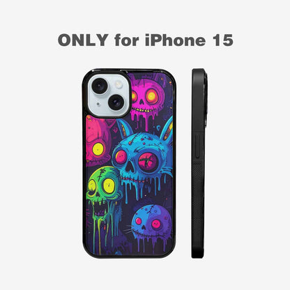 iPhone 15 Case — Mixed Toxic Glow Creature Pattern Hundreds, Original Design Phone Case