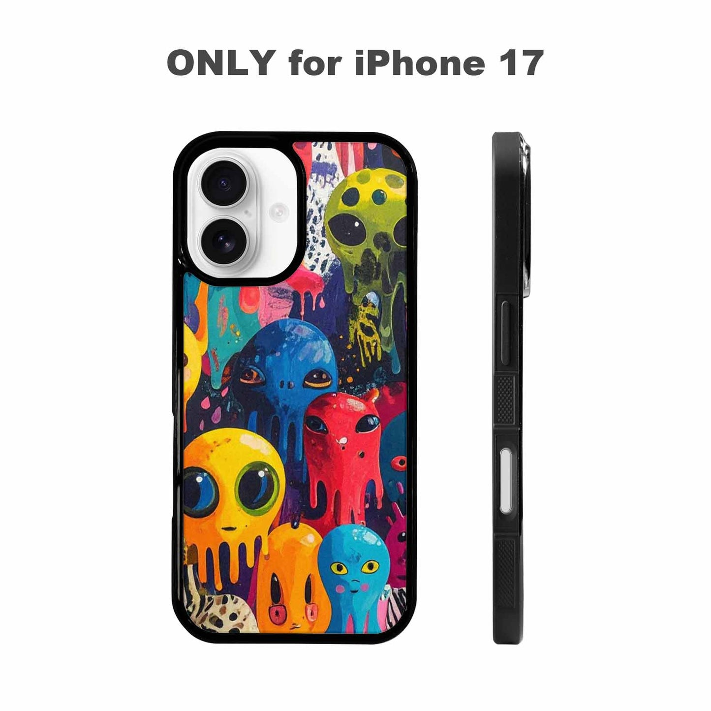 iPhone 17 Case — Melting Aliens Pattern Alien Scifi, Custom Print Case Cover