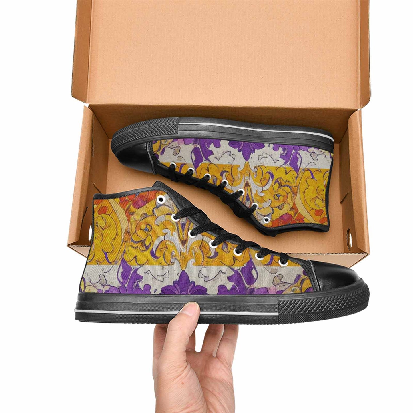 MEN'S Nonbinary Flag Color High Top Canvas Surreal Custom Sneakers