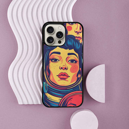 iPhone 16 Pro Max Case — Retro Astronaut Cartoon Art Pattern Groovy, Unique Phone Case Design