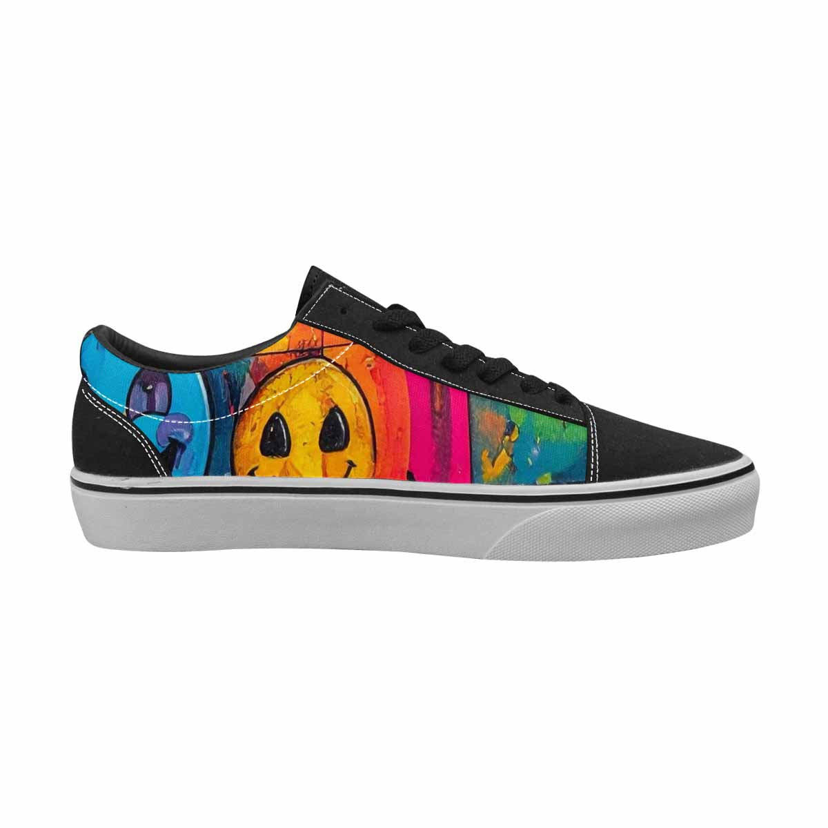 MEN'S Yellow Smiley Face Canvas Lace-Up Neon Fantasy Custom Shoes