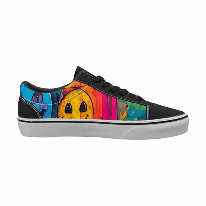 MEN'S Yellow Smiley Face Canvas Lace-Up Neon Fantasy Custom Shoes