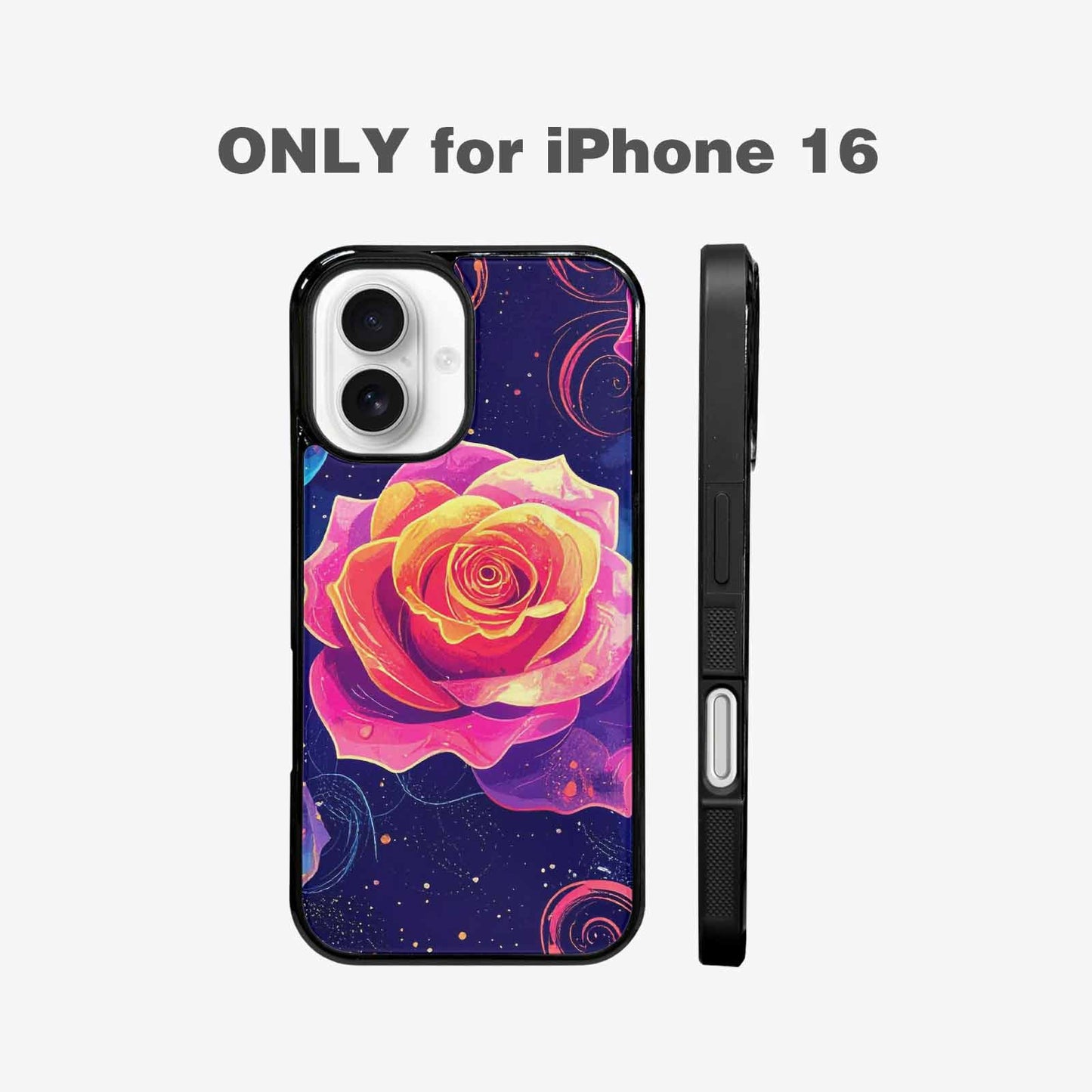 iPhone 16 Case — Rose Galaxy Art Seamless Pattern Vibrant, Custom Art Phone Cover