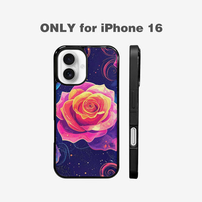 iPhone 16 Case — Rose Galaxy Art Seamless Pattern Vibrant, Custom Art Phone Cover