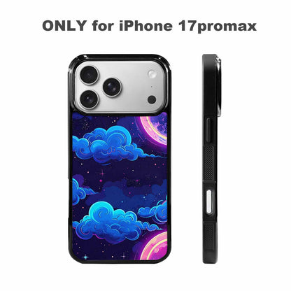 iPhone 17 Pro Max Case — Neon Winter Moon Cartoon Cute, Custom Print Case Cover