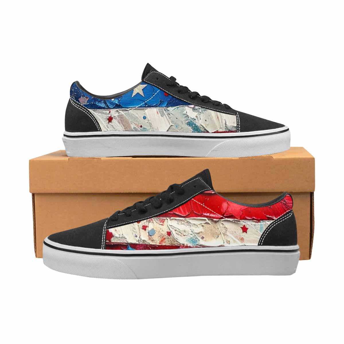 WOMEN'S Patriotic Stars Stripes Lace-Up Canvas Dreamlike Custom Shoes