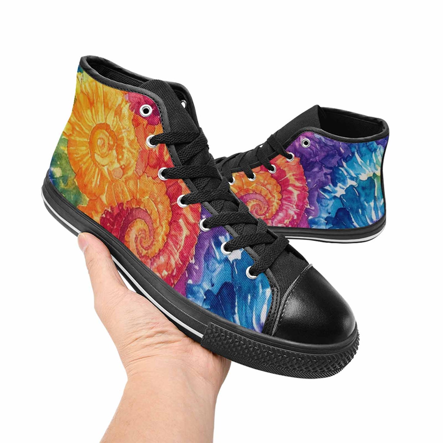 MEN'S Tie Dye Swirl High Top Canvas Aesthetic Sneakers