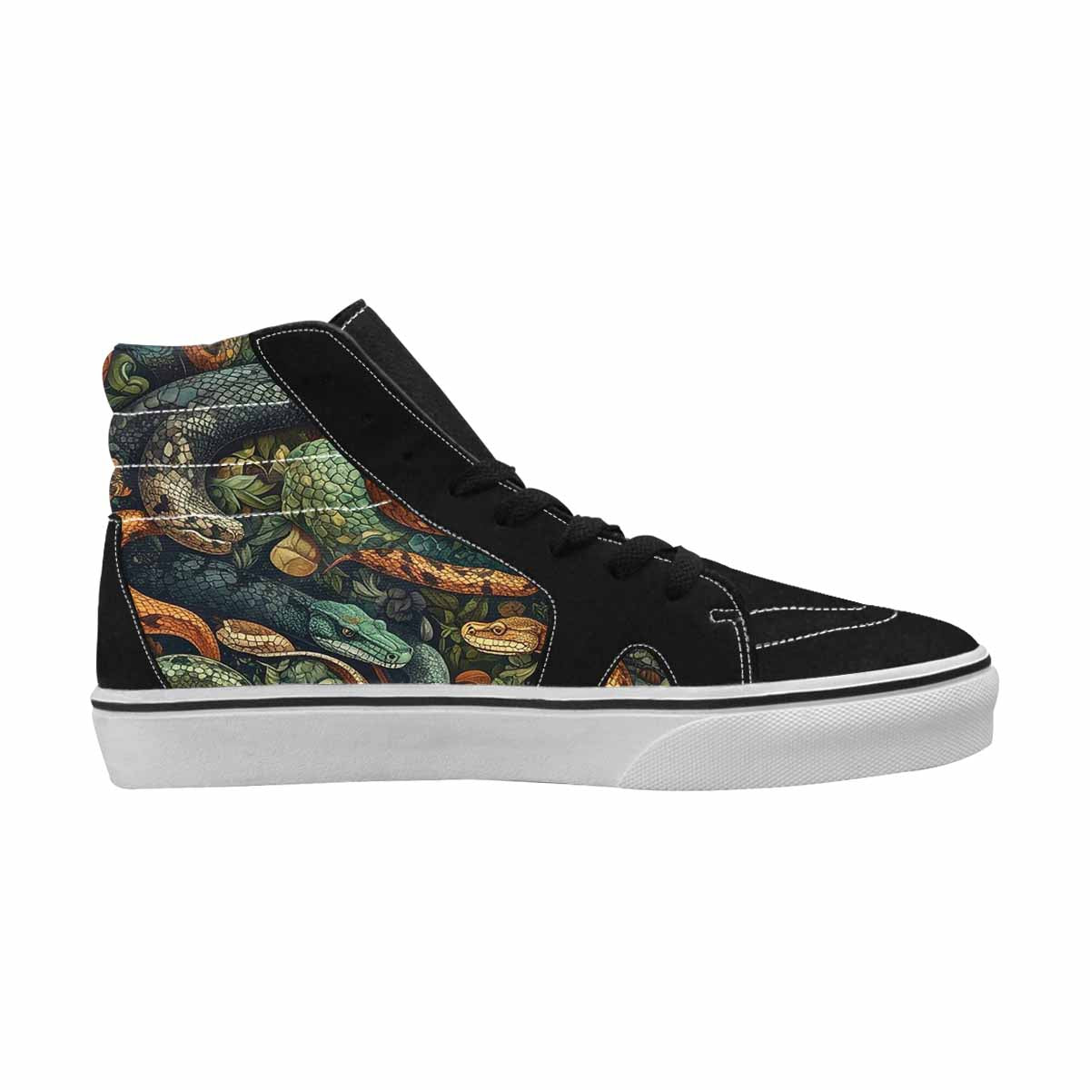 MEN'S Snake Skin Reptile High Top Canvas Cottagecore Custom Sneakers