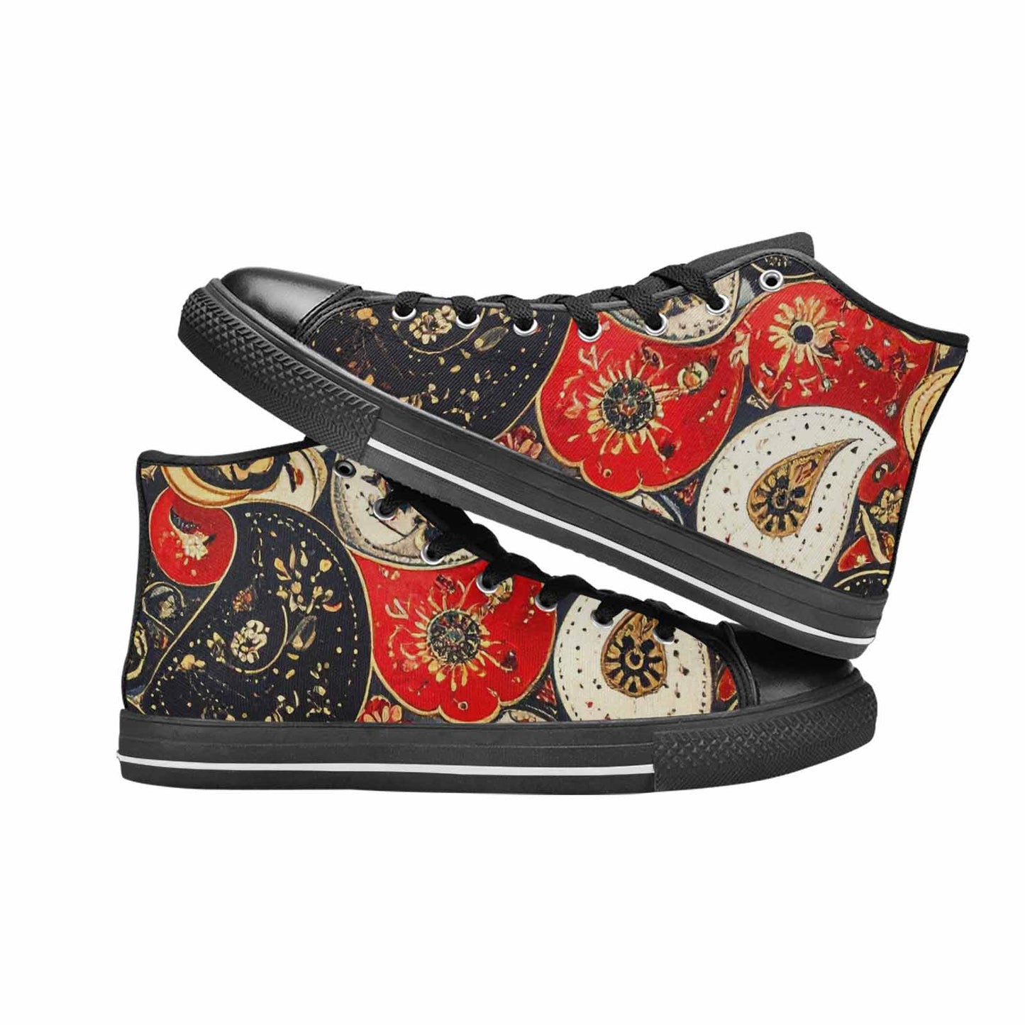 MEN'S Paisley Bandana High Top Canvas Vibrant Chaos Custom Shoes