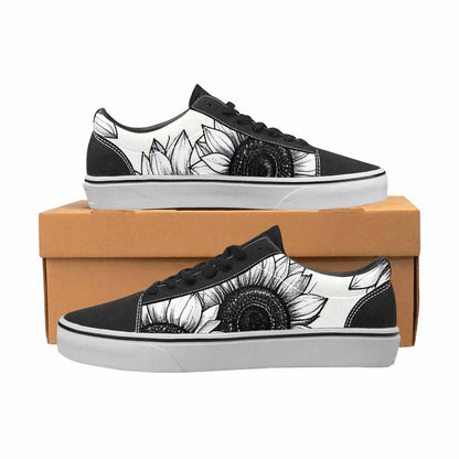 MEN'S Minimalist Line Art Sunflower Canvas Lace-Up Dark Academia Custom Sneakers