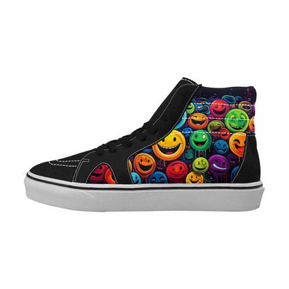 WOMEN'S Smiley Face High Top Canvas Custom Fashion Wallpaper Art Custom Streetwear Shoes