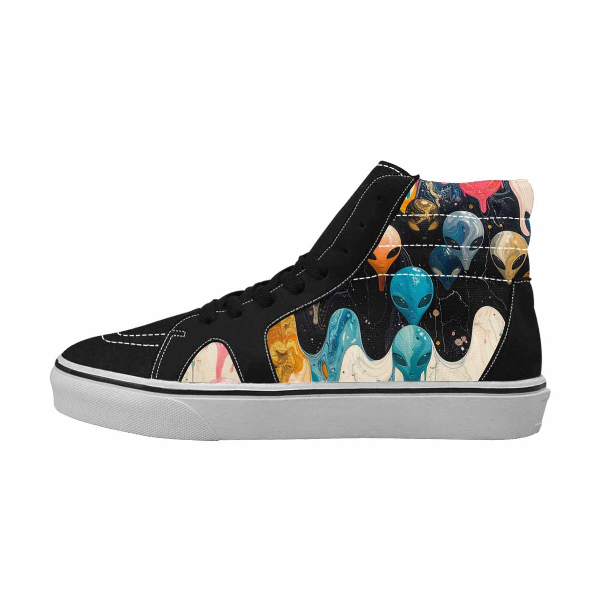 MEN'S Aliens  Marble Aliens High Top Canvas Cottagecore Sneakers
