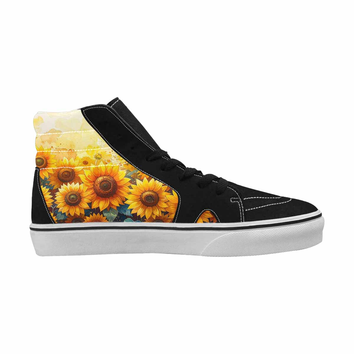 MEN'S Sunflowers Full Color High Top Canvas Unique Print Dark Academia Custom Print Sneakers