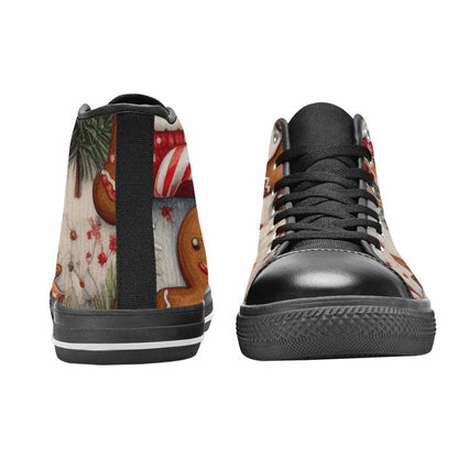 MEN'S Christmas Holly Snowflake High Top Canvas Aesthetic Custom Shoes