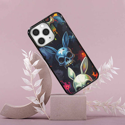 iPhone 15 Pro Max Case — Radioactive Ghost Bunny Skull Small Radioactive, Custom Art Phone Cover