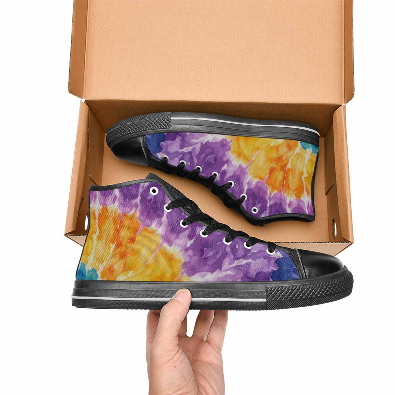 MEN'S Tie Dye Swirl High Top Canvas Aesthetic Custom Sneakers