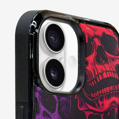 iPhone 16 Case — Red Purple Skeletons Neon Drip Melting, Custom Art Phone Cover