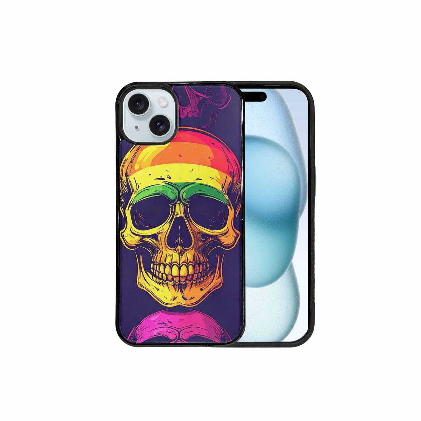 iPhone 15 Plus Case — Pride Flag Skulls Seamless Pattern Vibrant, Custom Made Phone Cover