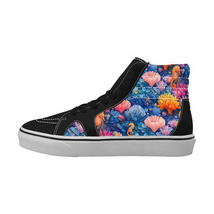 MEN'S Fish Scale Coral High Top Canvas Dark Academia Shoes