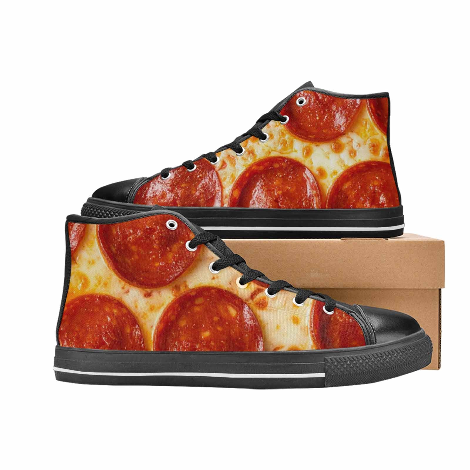 WOMEN'S Pepperoni Pizza Print High Top Canvas Dreamcore Custom Shoes