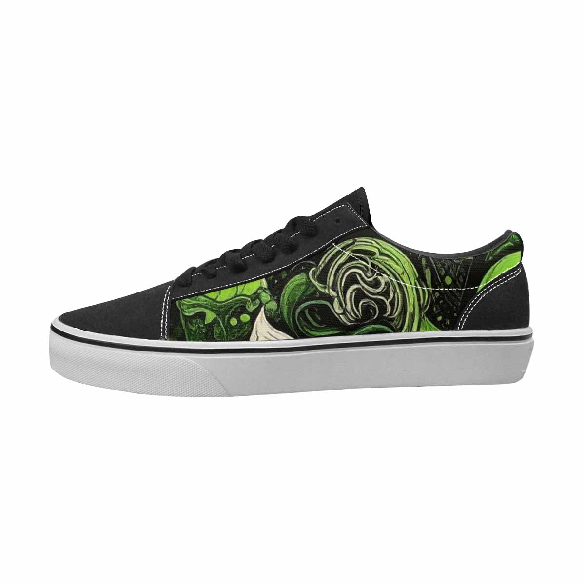 WOMEN'S Ice Cream Black & Green Ink Canvas Personalized Cottagecore Custom Printed Shoes