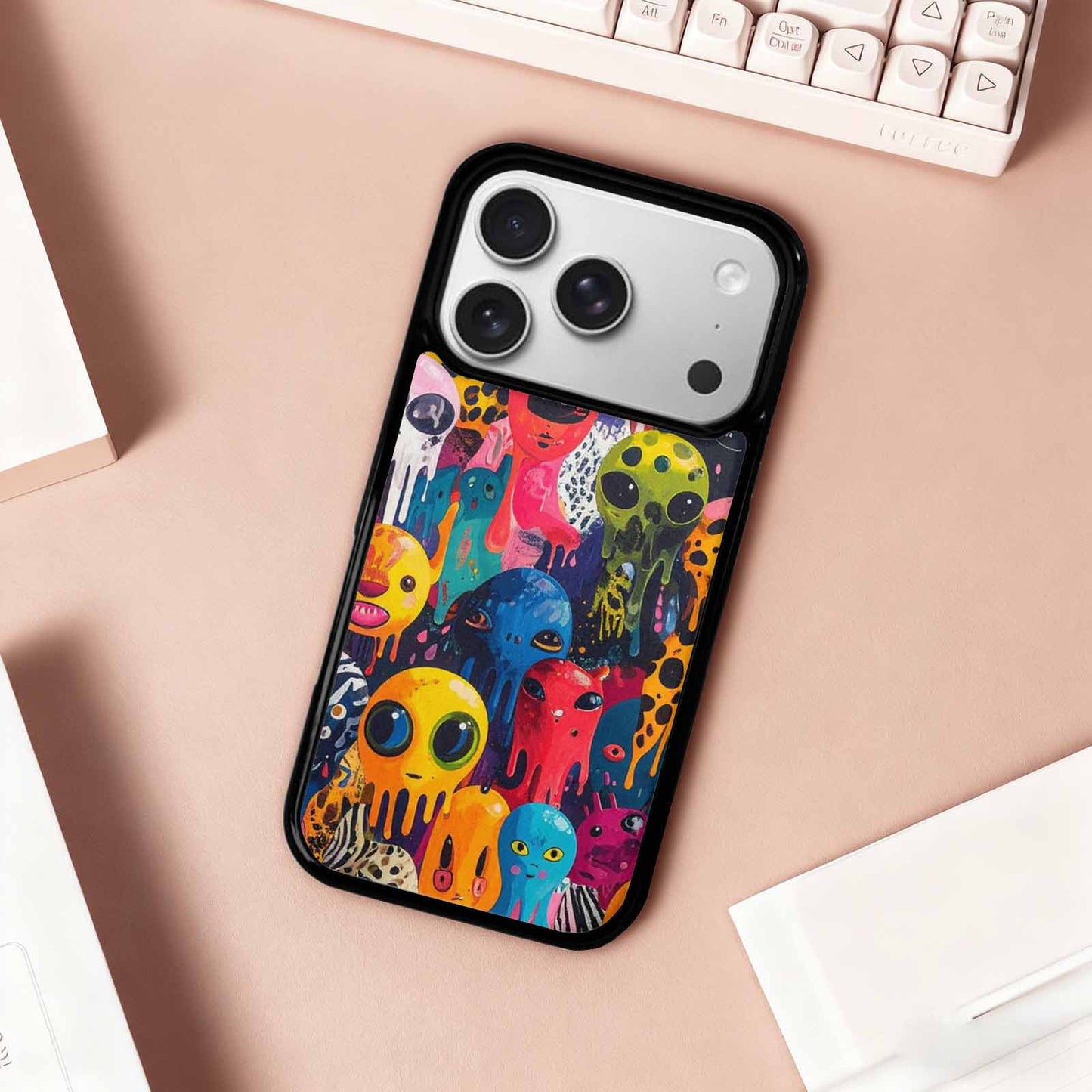 iPhone 17 Pro Case — Melting Aliens Pattern Hundreds Of Alien, Custom Art Phone Cover