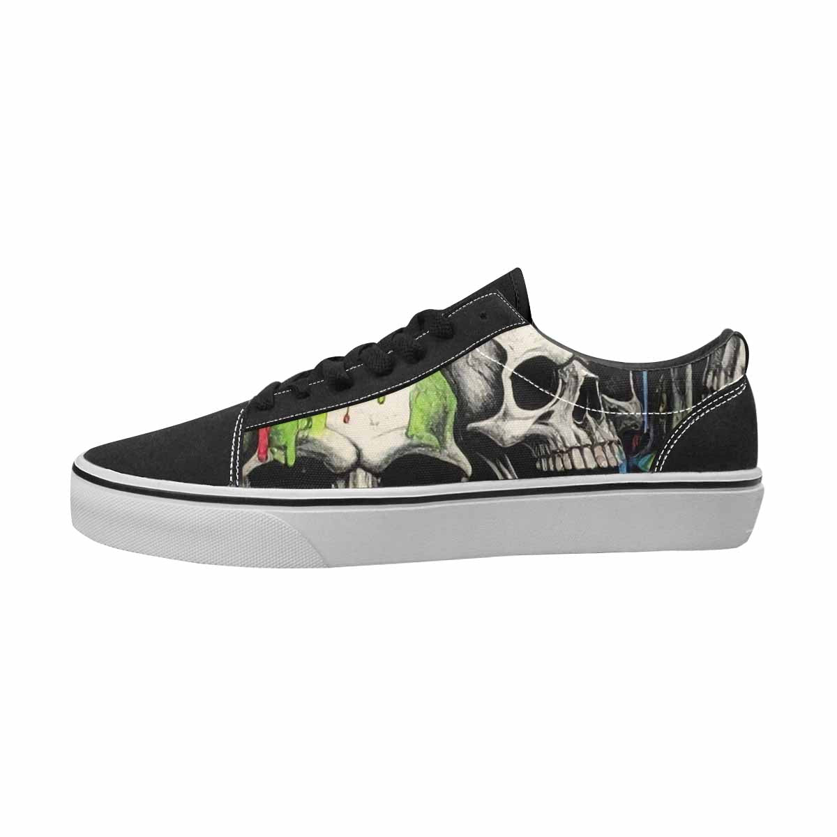 MEN'S Skulls Black & Green Ink Canvas Streetwear Dreamcore Custom Kicks