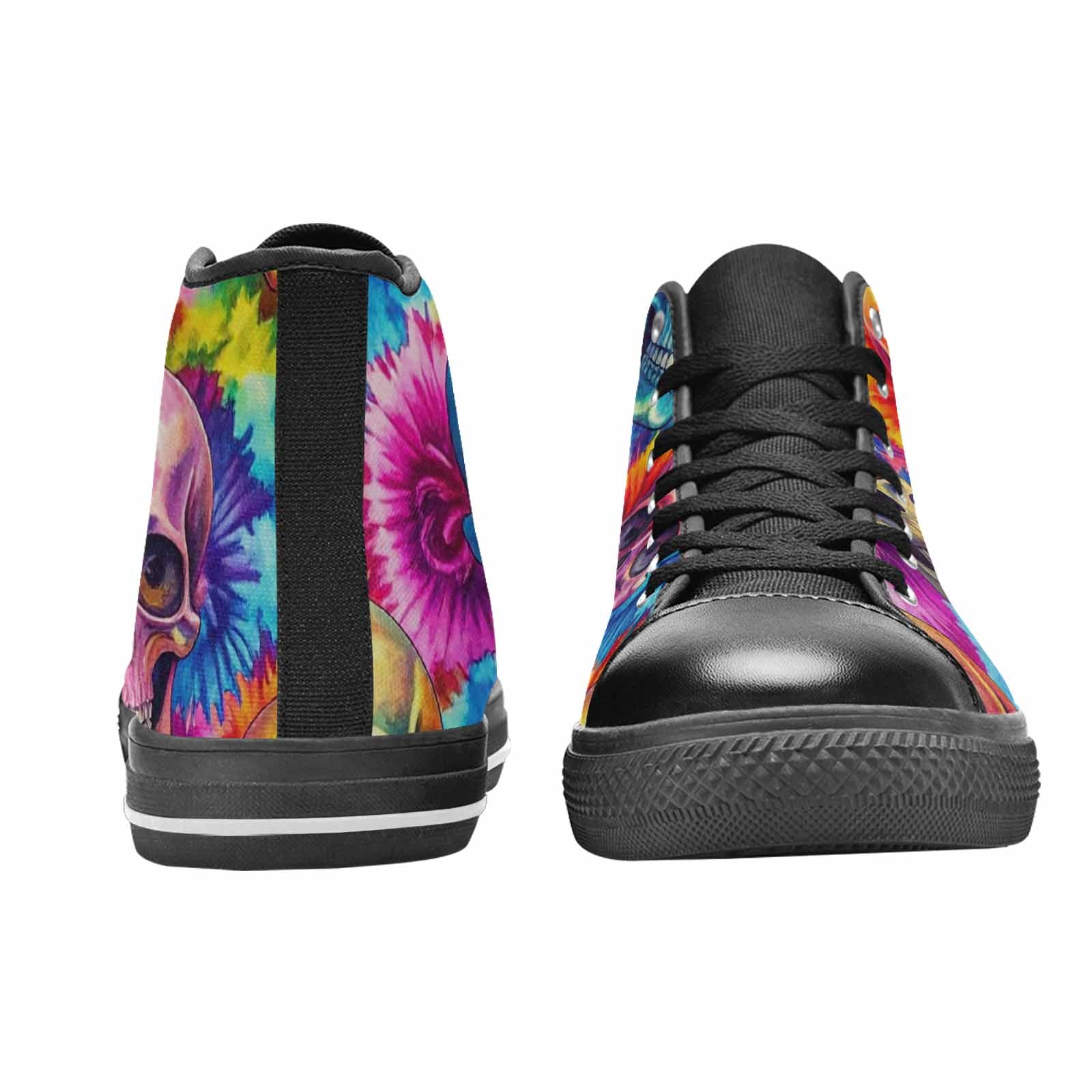 WOMEN'S Tie Dye Skulls Print High Top Canvas Vivid Custom Shoes