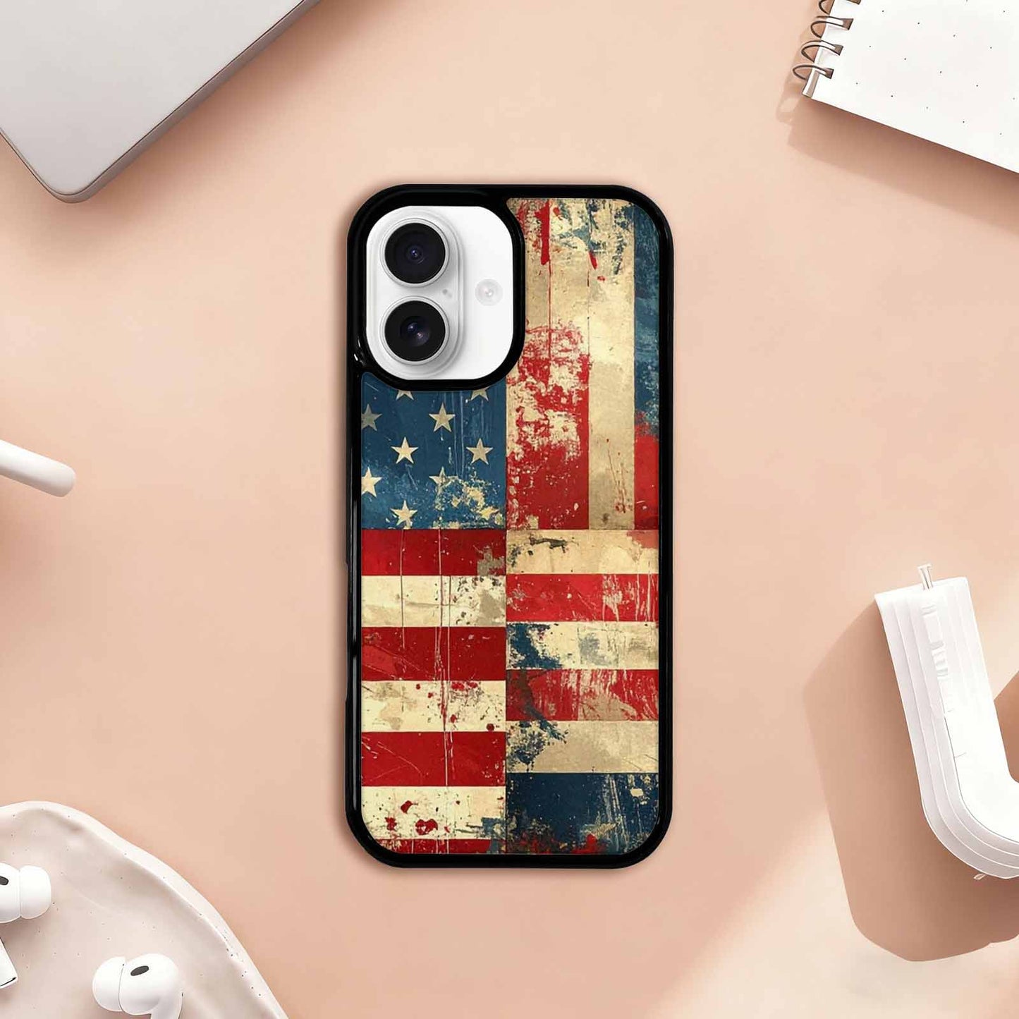 iPhone 17 Case — Small American Flag Stars Galaxy Space, Custom Print Case Cover
