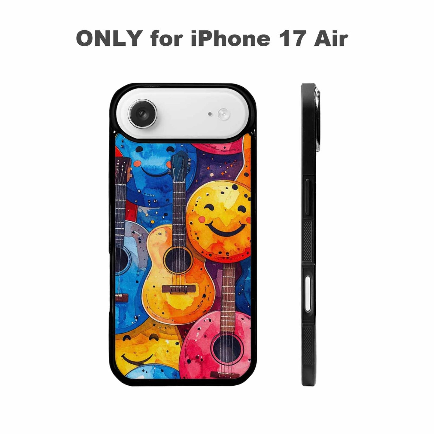 iPhone 17 Air Case — Watercolor Smiley Face Guitar Watercolor Abstract, Customized Protective Case