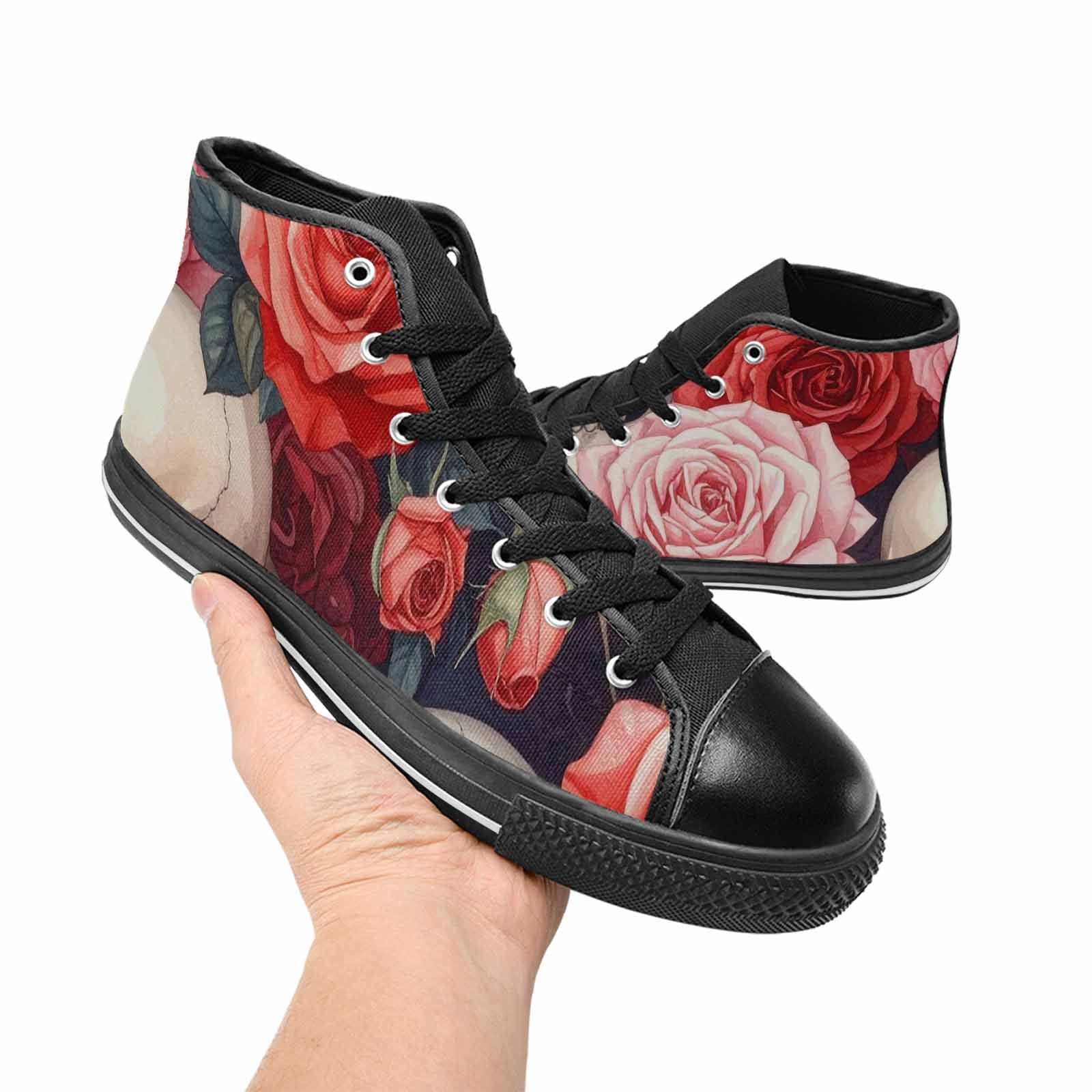 MEN'S Skulls Roses Soft Airbrush High Top Canvas Grunge Sneakers