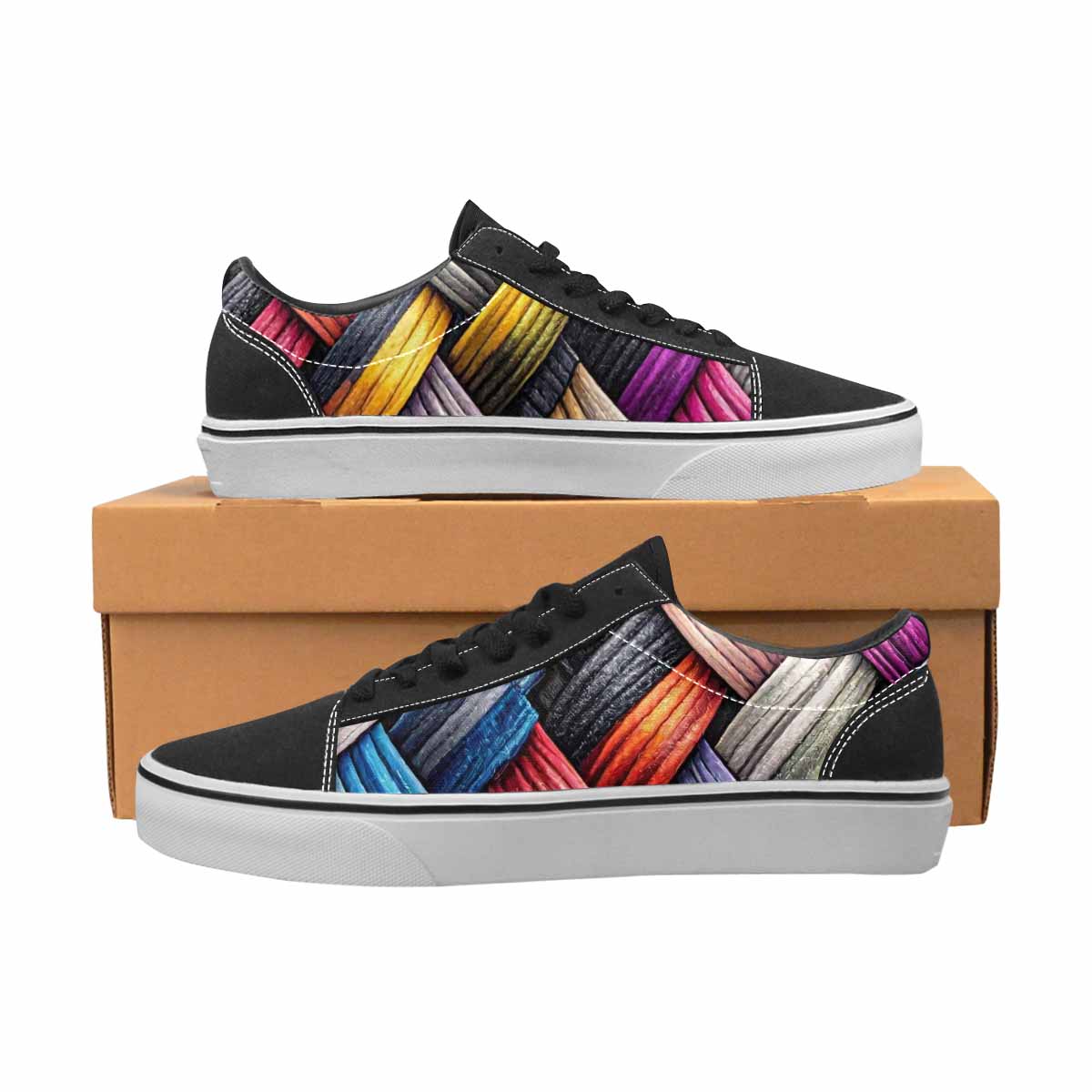 MEN'S Asexual Flag Color Canvas Lace-Up Surreal Custom Sneakers