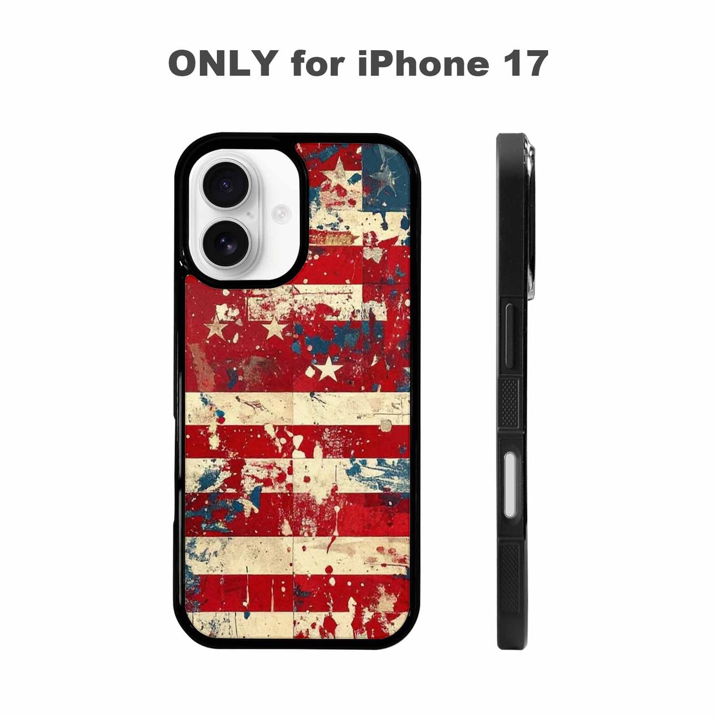 iPhone 17 Case — Small American Flag Stars Galaxy Space, Custom Printed Phone Case