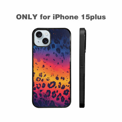 iPhone 15 Plus Case — Leopard Print Gradient, Personalized Phone Case