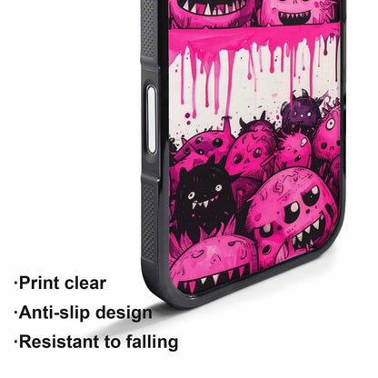 iPhone 17 Pro Case — Black Pink Ink Monsters General Cartoon, Custom Designed Case Cover
