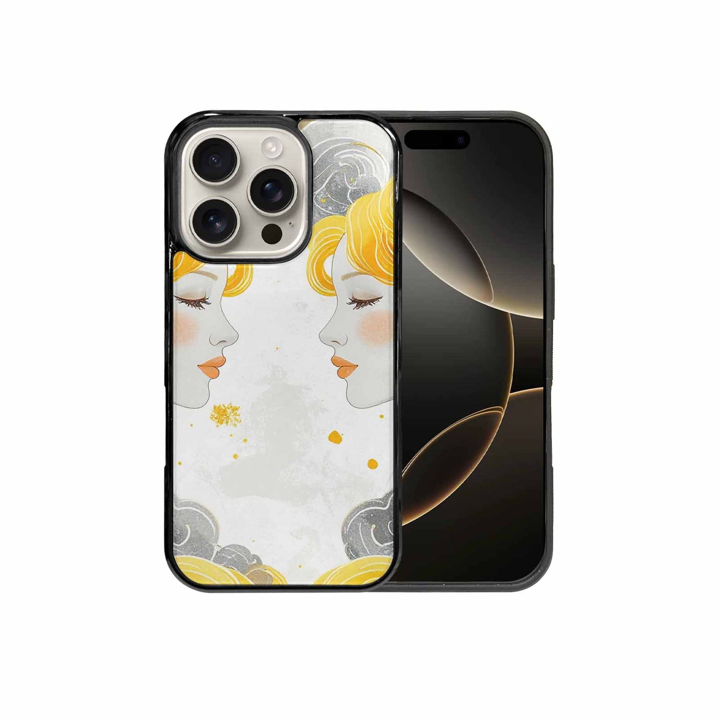 iPhone 16 Pro Case — Gemini Twins Zodiac Pattern Seamless Repeat, Unique Phone Case Design