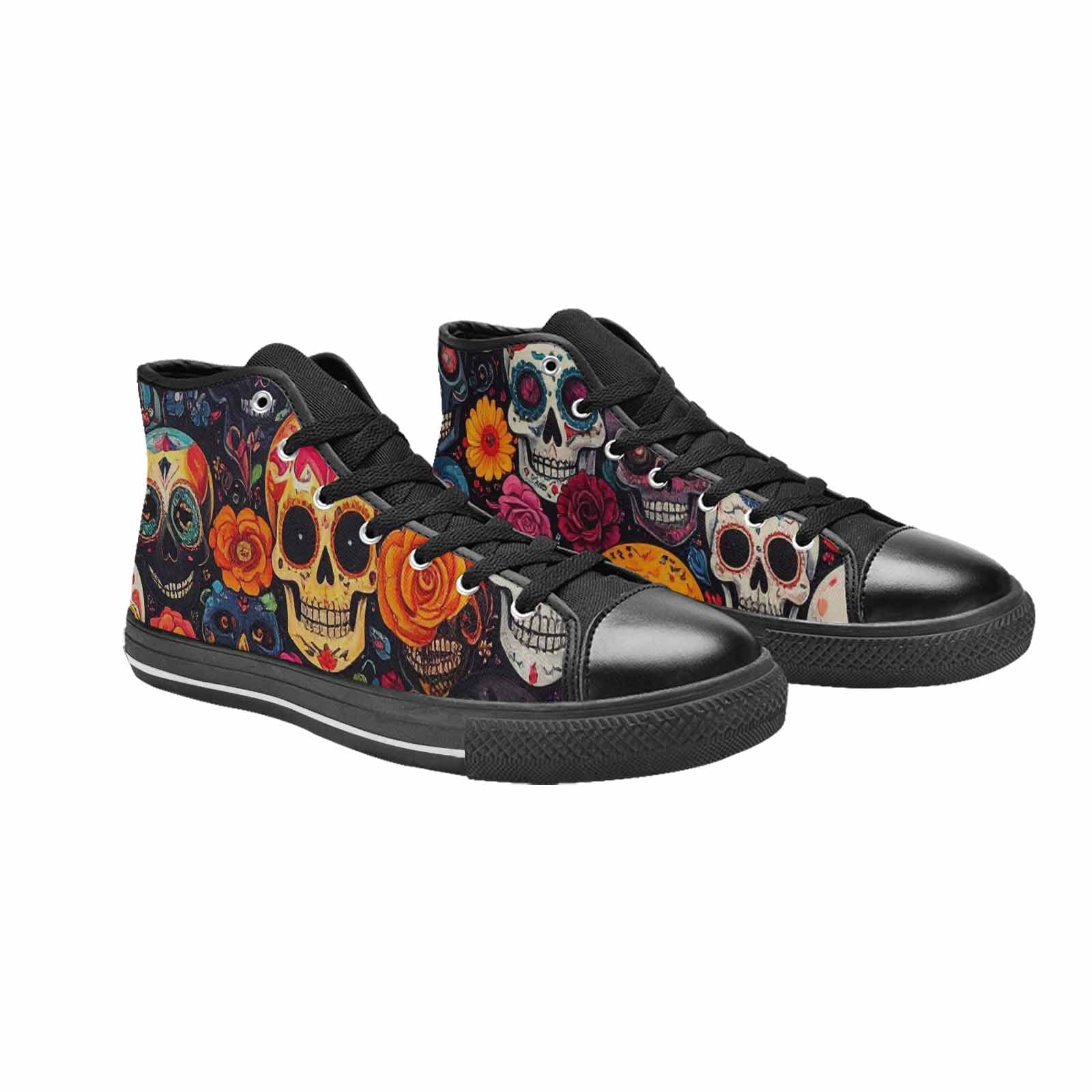 MEN'S Skull High Top Canvas Wallpaper Art Custom Shoes