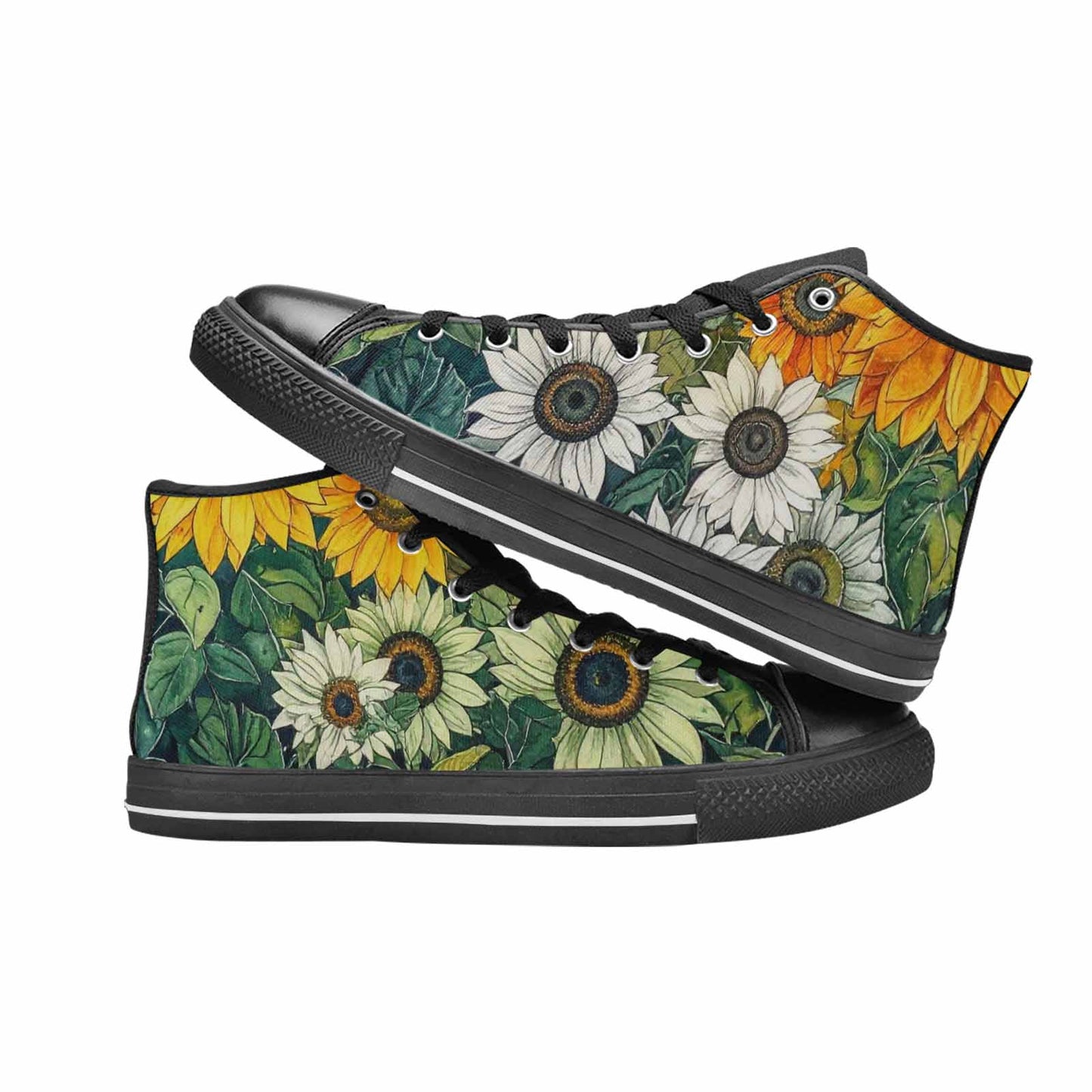 MEN'S Sunflower High Top Canvas Cottagecore Sneakers