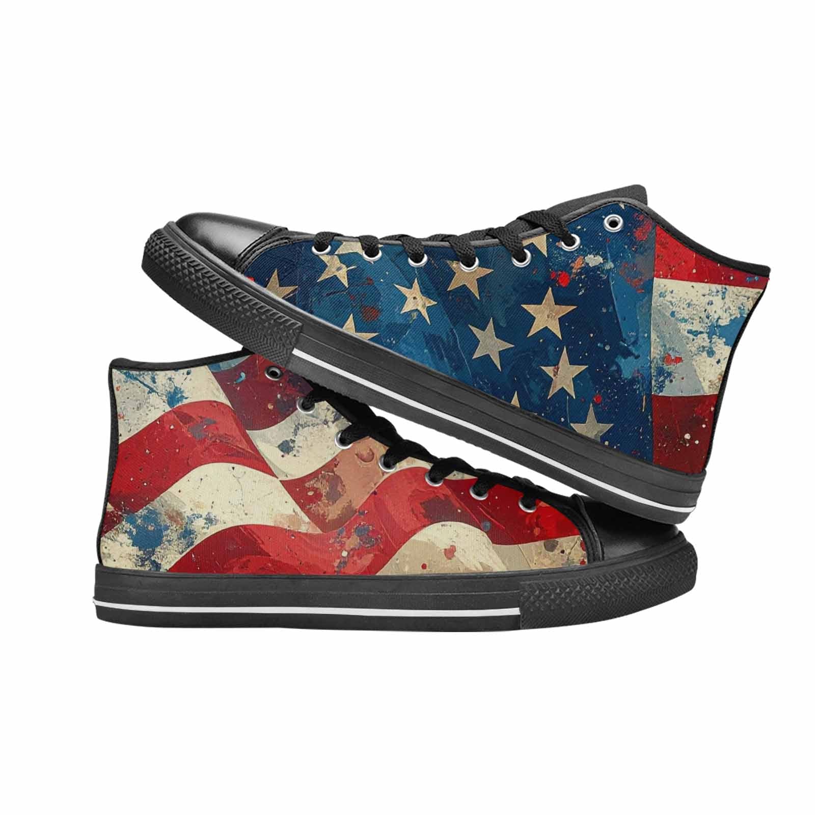 MEN'S American Flag Stars High Top Canvas Grunge Custom Sneakers
