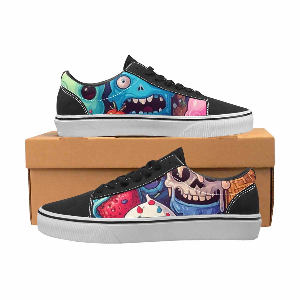 WOMEN'S Ice Cream Monsters  Lace-Up Canvas Y2K Custom Shoes